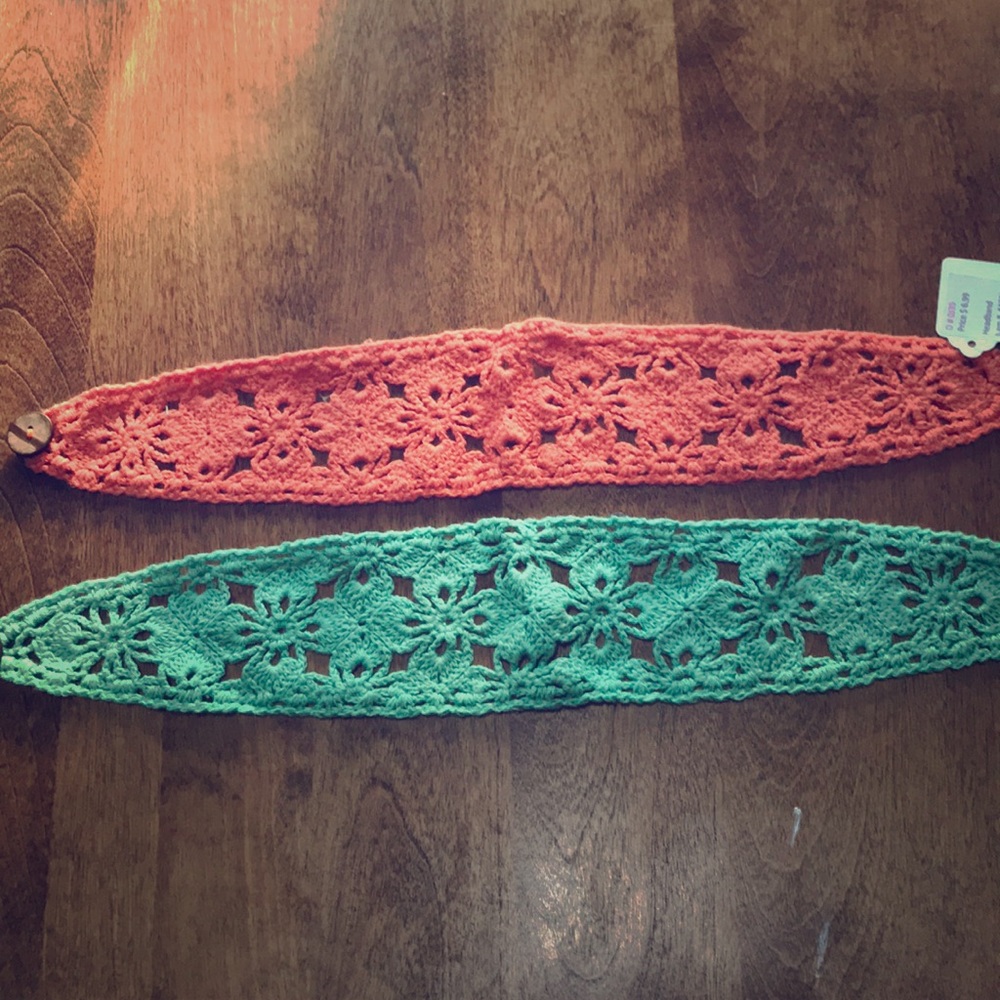 2 NWT crocheted headbands